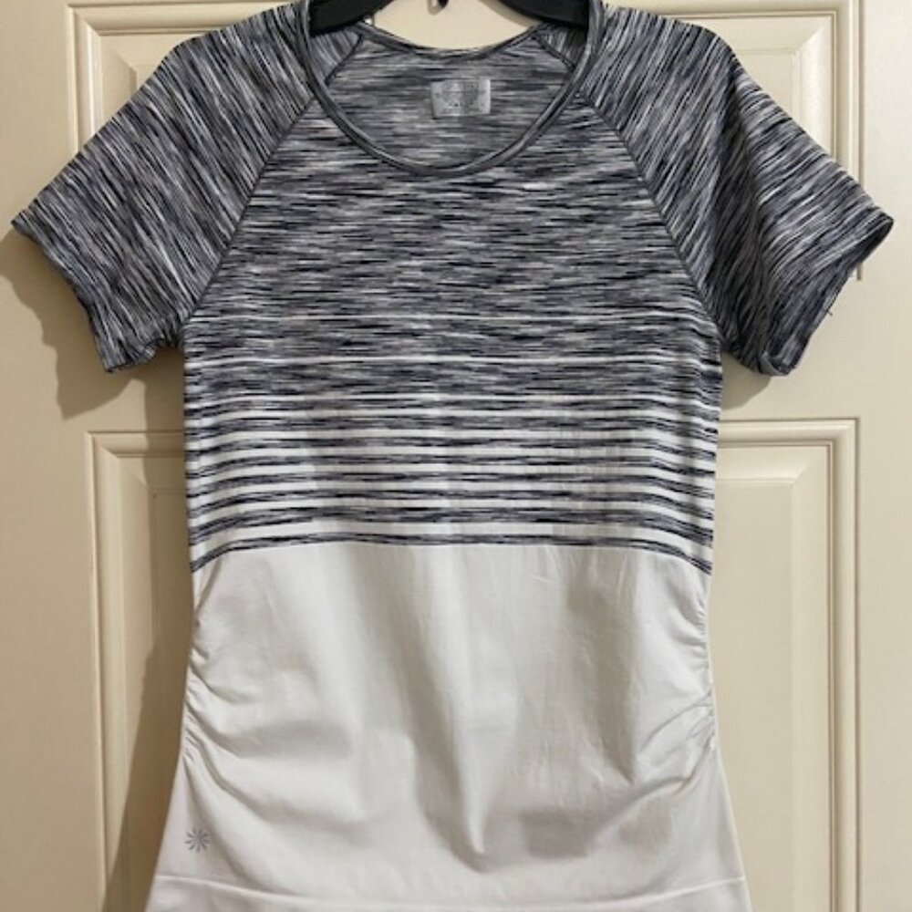 Athleta Finish Fast Space Dye Ruched Side Short Sleeve Tee Size L